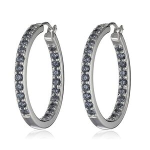 Silvertone Hoop Earrings in Silvernight Swarovski Crystals
